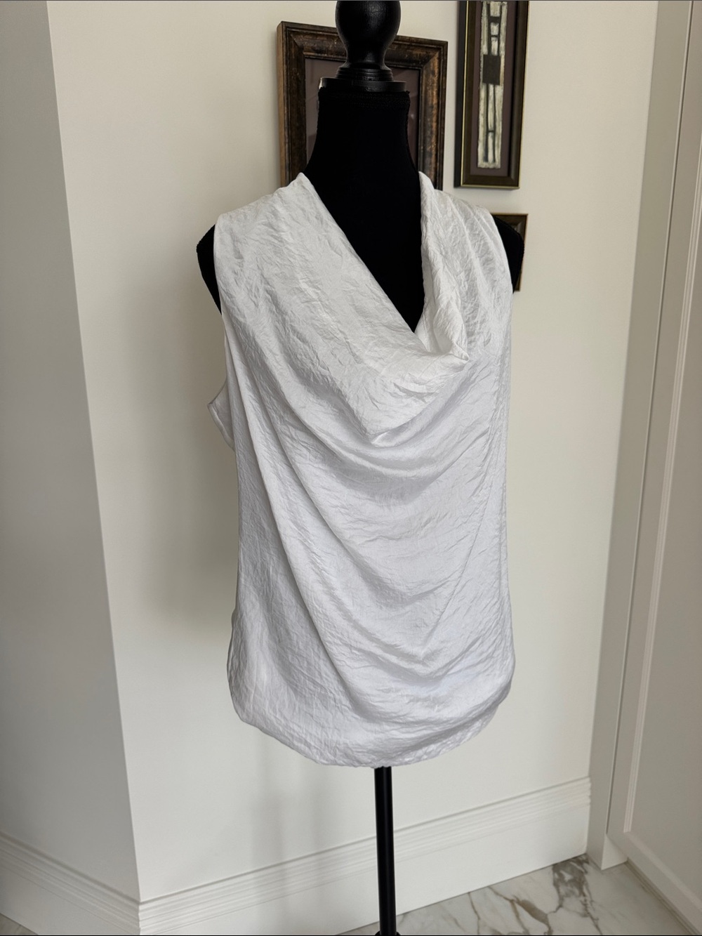 Michael Kors White Draped Cowl Neck Camisole